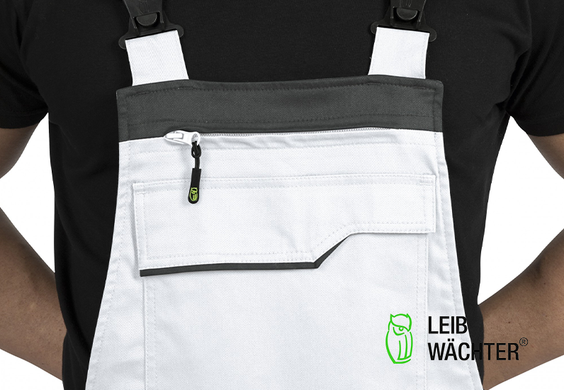 Leibwächter Arbeitshose - Latzhose Flex Line weiß/grau Leibwächter Arbeitshose - Latzhose Flex Line weiß/grau