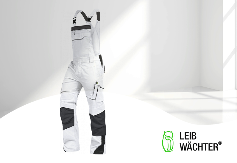 Leibwächter Arbeitshose - Latzhose Flex Line weiß/grau Leibwächter Arbeitshose - Latzhose Flex Line weiß/grau